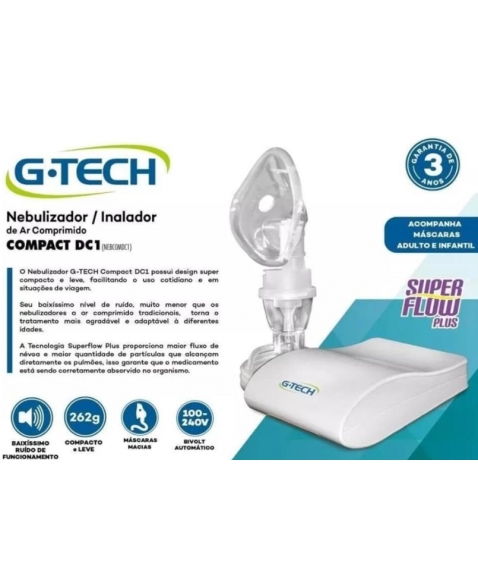 Nebulizador E Inalador Ar Comprimido Compact Dc G Tech