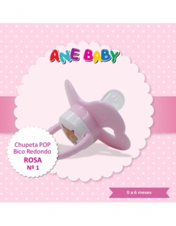 CHUPETA POP ROSA BICO REDONDO ANE BABY NR 1