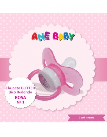 CHUPETA GLITER ROSA BICO REDONDO ANE BABY NR 1