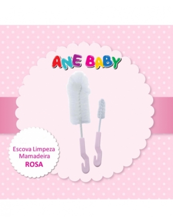 ESCOVA LIMPEZA MAMADEIRA E BICO ROSA ANE BABY