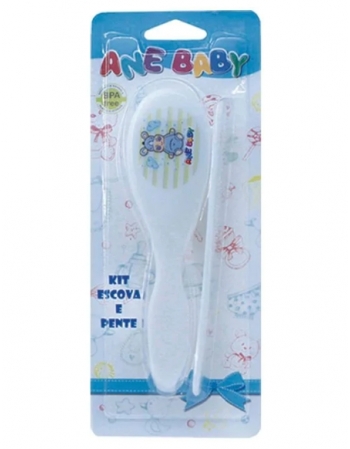 KIT ESCOVA E PENTE INFANTIL BRANCO ANE BABY