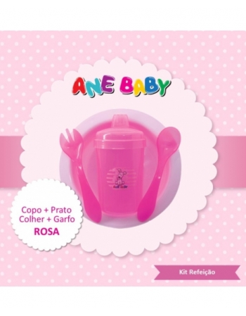 KIT REFEIÇÃO PLUS INFANTIL ROSA ANE BABY