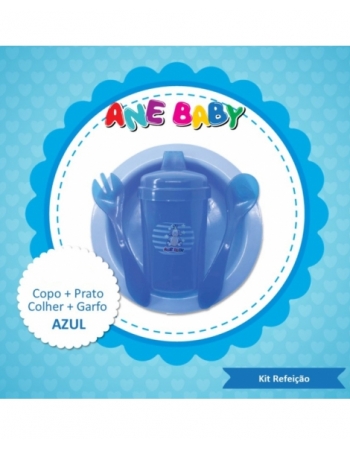 KIT REFEIÇÃO PLUS INFANTIL AZUL ANE BABY