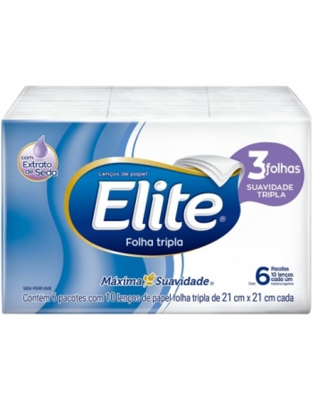 LENÇOS PAPEL ELITE FOLHAS TRIPLAS - 6 PACOTES