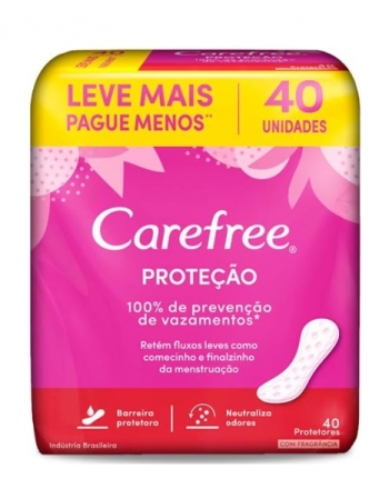 CAREFREE ABSORVENTE PROTEÇÃO COM PERFUME 40 UNIDADES