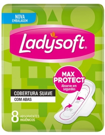 ABSORVENTE LADYSOFT MAX PROTECT COM ABAS - 8 UNIDADES