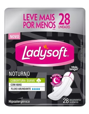 ABSORVENTE LADYSOFT MAX PROTECT NOTURNO COM ABAS - 28 UNIDADES