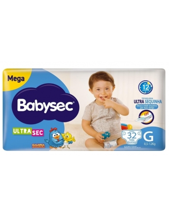 FRALDA BABYSEC ULTRASEC GALINHA PINTADINHA MEGA G - 32 UNIDADES