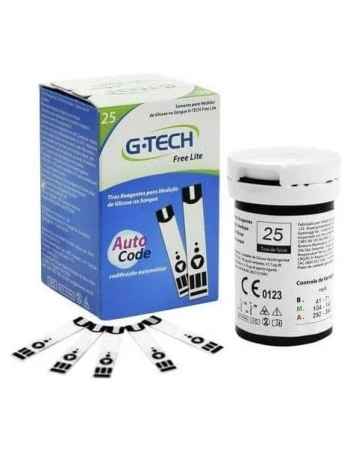 TIRAS DE TESTE GLICOSE FREE LITE G-TECH - 25 UNIDADES