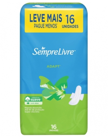 ABSORVENTE SEMPRE LIVRE ESPECIAL ADAPT SUAVE - LEVE 16 PAGUE 14 UNIDADES