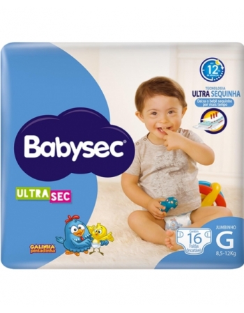 FRALDA BABYSEC ULTRASEC GALINHA PINTADINHA JUMBINHO GRANDE - 16 UNIDADES