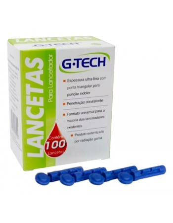 LANCETA PARA LANCETADOR 28G G-TECH - 100 UNIDADES