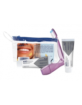 KIT VIAGEM KIN WHITENING 2 PASTAS DE DENTE 7G CADA + 1 ESCOVA DE DENTE + 1 NECESSAIRE