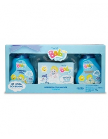 KIT HORA DO BANHO BABY MURIEL AZUL SHAMPOO + CONDICIONADOR 100ML + SABONETE 90G