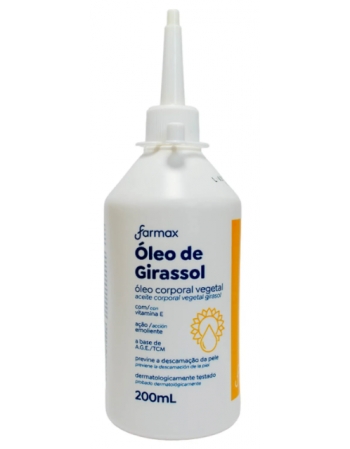 ÓLEO CORPORAL DE GIRASSOL COM ALMOTOLIA FARMAX 200ML